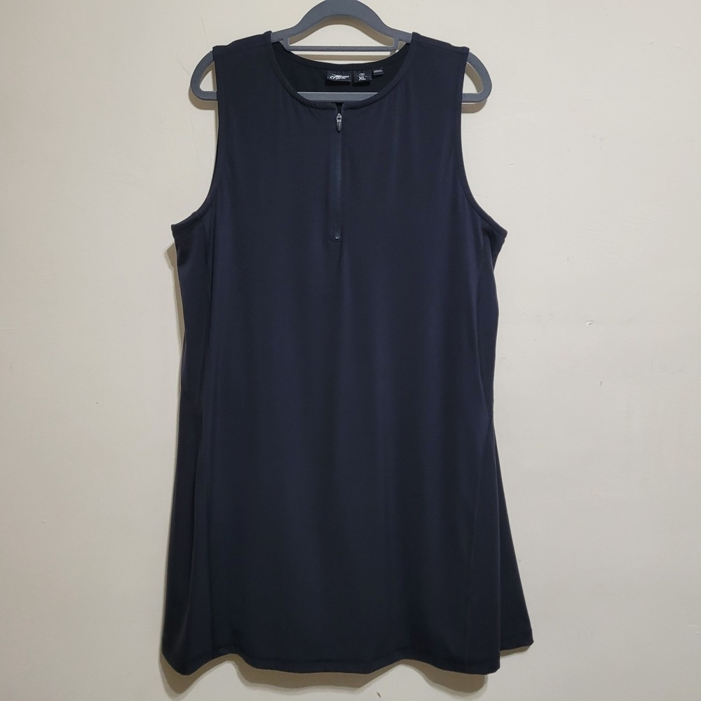 Crane Athletic Dress Womens Size XL Black Sleeveless Zip Front Built In Shorts